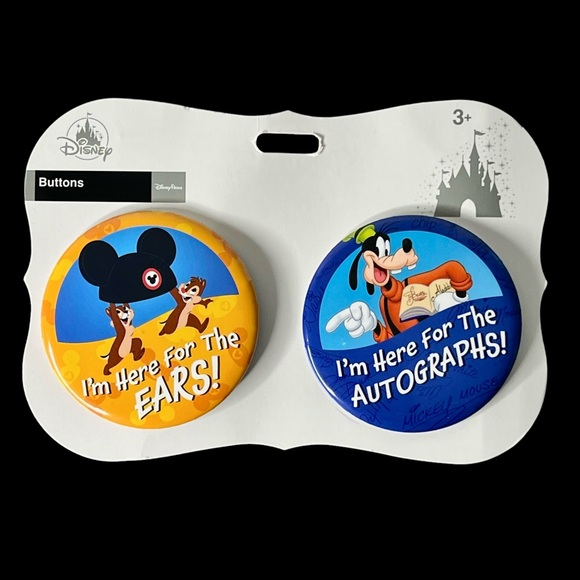 Disney Parks Button Pin Set I'm Here For The Ears/Autographs - Picture 2 of 8